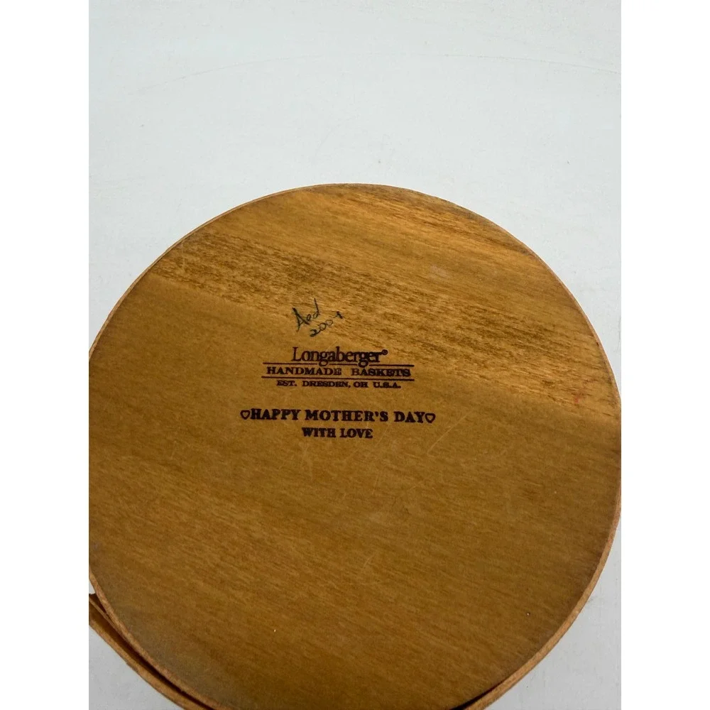 Longaberger 2004 Happy Mothers Day Basket Red Leather Lid Liner Protector 7in